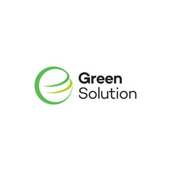 Green solution green abstract round logo design editable victor brand identity image