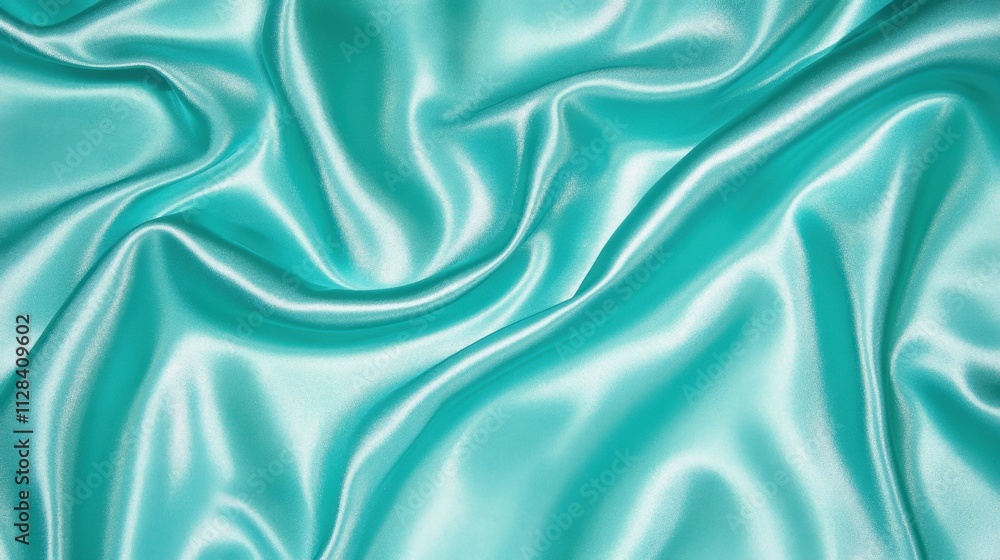 Poster smooth turquoise satin fabric texture with soft elegance and flowing drapes