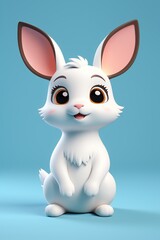 Obraz premium there is a white rabbit with big ears sitting on a blue surface