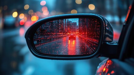 blind spot perception or help rearview mirror alert with danger warning road situation monitor with radar sensor current automotive safety and crash avoidance technologie