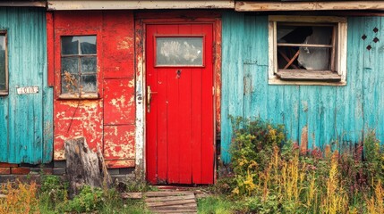 Rustic Charm: An Abandoned Cottage's Vibrant Hues