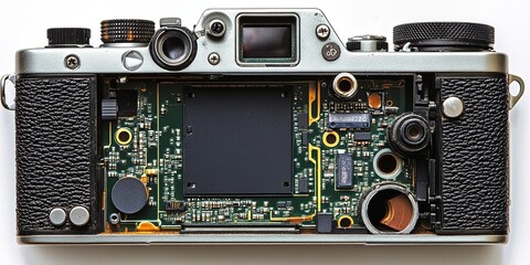  abstract marketing background featuring a 3D disassembled laptop showcasing electronic chips and CPU, highlighting its processors and components. This design is ideal for banners, advertisements, and