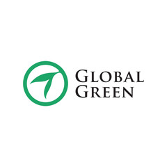 Global green leaf nature logo design editable victor brand identity image