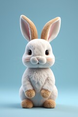 Obraz premium a close up of a stuffed rabbit sitting on a blue surface