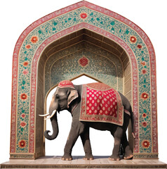 An ultra-high-definition Mughal-style arch with floral engraving