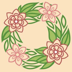 Watercolor Spring Blossom Floral Wreath Vector Art Illustration Design for Invitations, Crafts, and Seasonal Decor