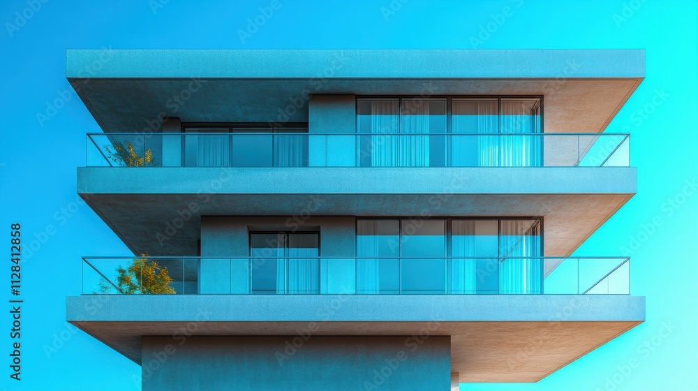 Aufkleber building with multiple floors under the open sky numerous windows on balconies building a tall monol