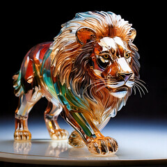 Majestic Glass Lion with Radiant Elegance
