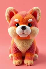 a close up of a stuffed animal on a pink background