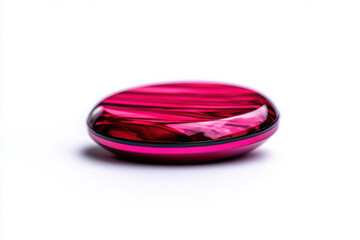 A vibrant red oval design element on a minimalist backdrop.