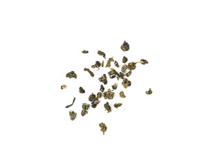 Yunnan Bi Luo Chun green tea leaves balls isolated, dry fresh herbal tea pile, healthy drink ingredient