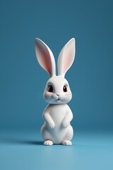 Obraz premium there is a white rabbit that is sitting on a blue surface