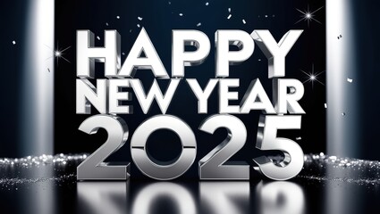 Happy New Year 2025 3d text illustration background wallpaper photo