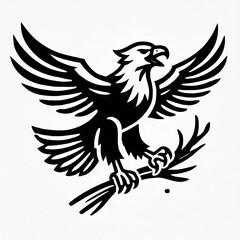 Obraz premium Black eagle bird silhouette logo icon on white background