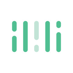 Abstract teal green bars with white exclamation mark