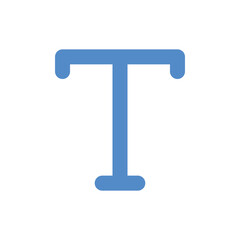 A stylized light blue capital T letter design