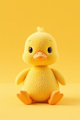 yellow stuffed toy duck sitting on a yellow surface