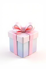 Obraz premium there is a pink and blue gift box with a pink bow