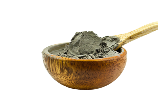 Mineral-rich bentonite clay mask for clear skin isolated on transparent background