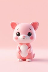 there is a pink cat with a heart shaped object in its paws