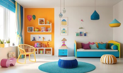 Interior of stylish kitchen with table and white counters
