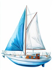 Fototapeta premium Sailboat watercolor clipart isolated background art design