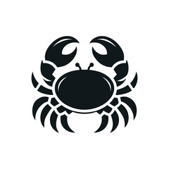 Black Crab Silhouette Artwork on White Canvas