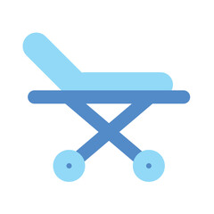 An illustration of a simple blue cart or wagon