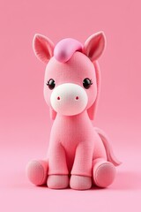 Obraz premium pink stuffed animal with a pink bow sitting on a pink surface