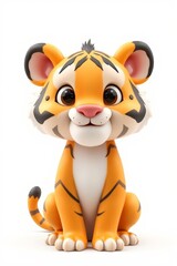 Naklejka premium there is a small plastic tiger sitting on a white surface