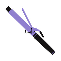 Tong hair curler iron. Hairdressing professional tool and hair styling accessory