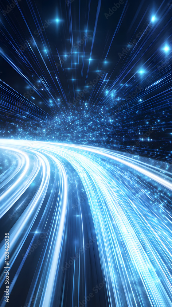 Aufkleber dynamic light trails create a futuristic atmosphere in a digital wonderland abstract art dark backgr
