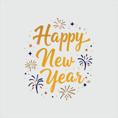 Happy New Year and Confetti Vector Design on White Background.