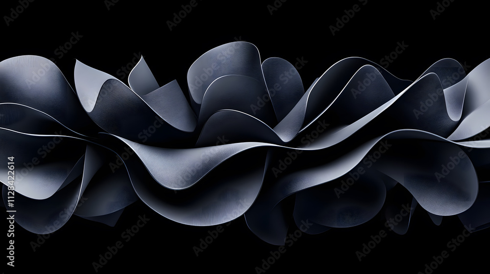 Poster Dynamic abstract sculpture studio digital art monochrome close-up modern design concepts for artistic expression