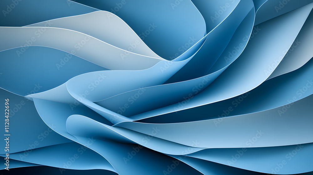 Poster dynamic blue wave patterns abstract art digital design studio setting aesthetic viewpoint modern con