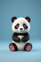 Obraz premium a close up of a panda bear sitting on a blue surface