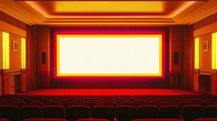 Fototapeta premium Empty cinema hall with a bright screen