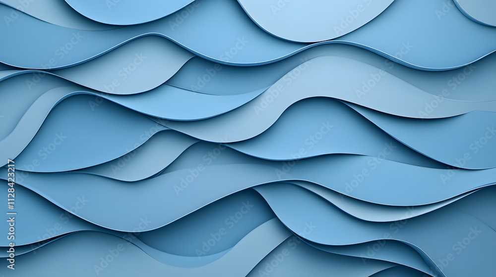 Poster dynamic waves of blue in abstract design digital art modern aesthetic fluid texture close-up view co