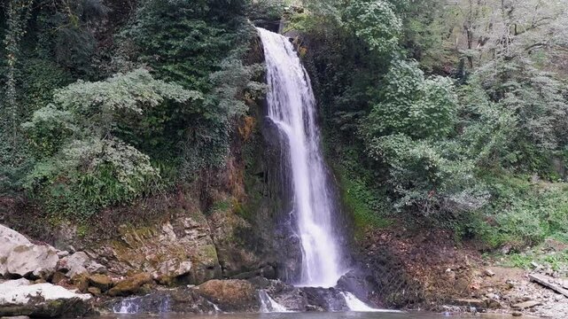 Beautiful Abhesi Waterfall near Martvili in Caucasus Mtns of Georgia