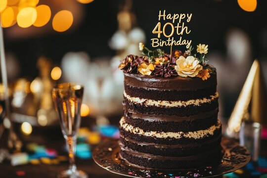 Chocolate birthday cake for a 40th celebration