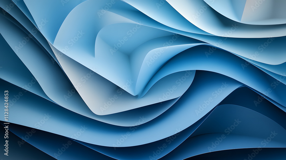 Poster dynamic blue wave patterns abstract art digital artwork visual design close-up fluidity and motion c