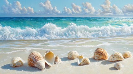 Seashells on the Beach: A Serene Coastal Scene