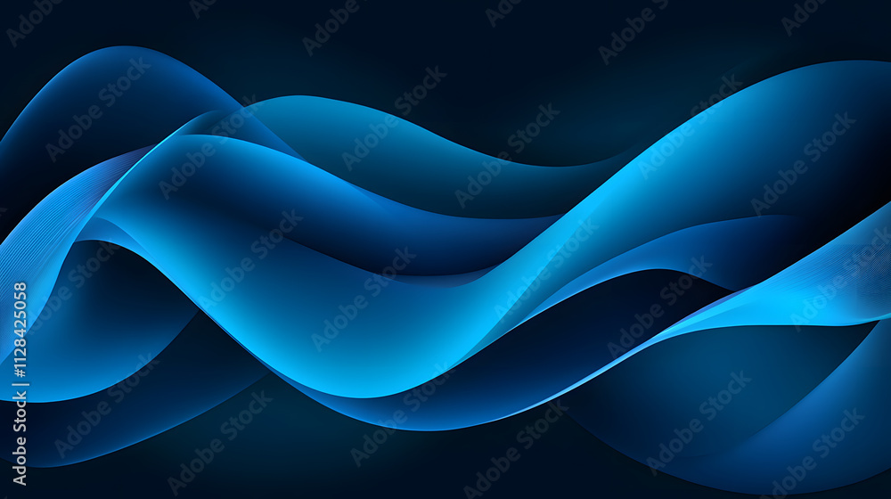 Poster dynamic blue waves abstract design digital art smooth environment close-up view fluid motion concept
