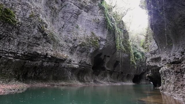 Water level view: Boating through picturesque Martvili Canyon, Georgia