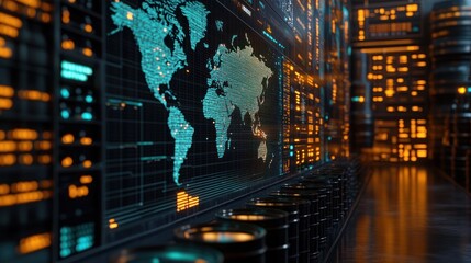 Global Network Monitoring System: Futuristic Data Center Visualization