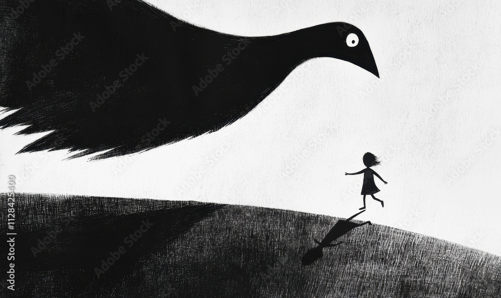 Poster exploring the depths of fear and imagination: a surreal artistic journey into the shadows of the min