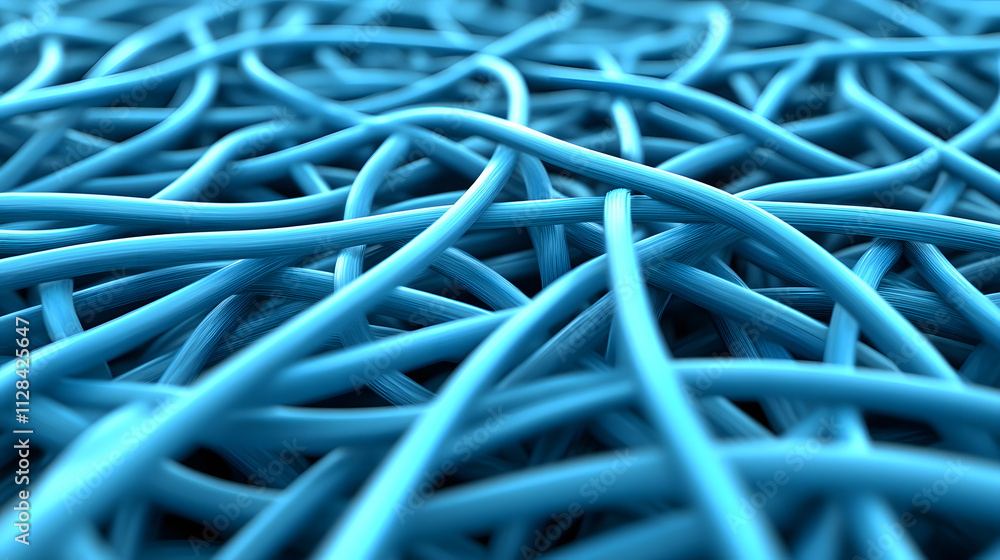 Poster dynamic blue fiber movement abstract environment digital art close-up view visual concepts for moder