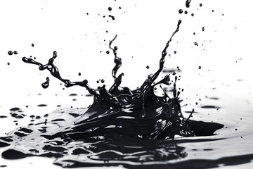 Bold black paint splash creating an artistic effect isolated on transparent background
