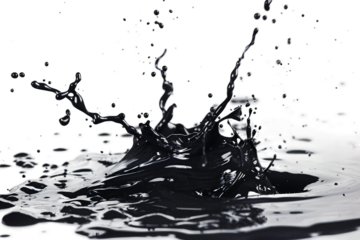 Bold black paint splash creating an artistic effect isolated on transparent background