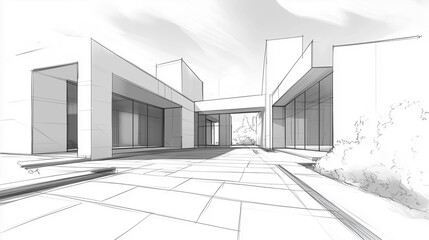 abstract modern architecture monotone in black and white